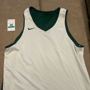 Nike White and Green Basketball Jersey